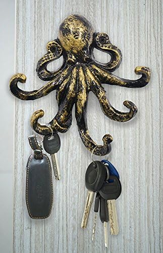 Куки за ключове HERNGEE Октопод за Стена, Декоративни Стенни Куки от Античен Бронз и Чугун За Животните