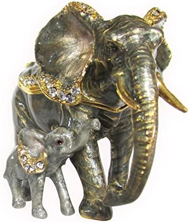 Ковчег за Украшения Слон и Бебе с Австрийски Кристали