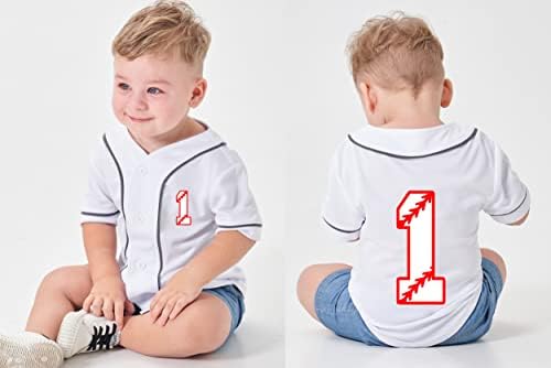 Бейзболна риза на 1-ви Рожден ден на малките момчета, Облекла за Служители на възраст Една година, Подарък За Парти, Къса Тениска Копчета