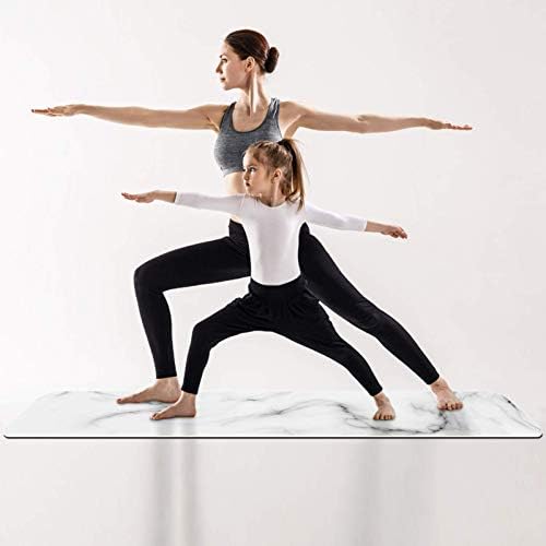 Siebzeh Мрамор Бял Дебел килимче за йога премиум-клас, в Екологично Чист Гумена подложка за здраве и фитнес, Нескользящий Мат за всички видове упражнения, йога и пилатес (72 x 24x 6 мм)