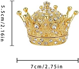 LONGSHENG - 2001 г. - Ръчно Рисувани Златна Корона Фигурка Бижута Кутия За Украшения Сватбен Подарък Пръстен на Притежателя Декор на Масата