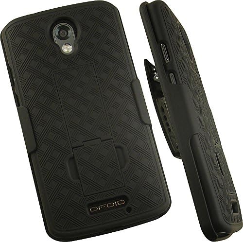 Калъф с клипс за Droid Turbo 2, черна поставка за мобилен телефон Nakedcellphone и комбинирана кобур на колана за телефон на Verizon, Motorola Droid Turbo-2 (XT1580, XT1585)