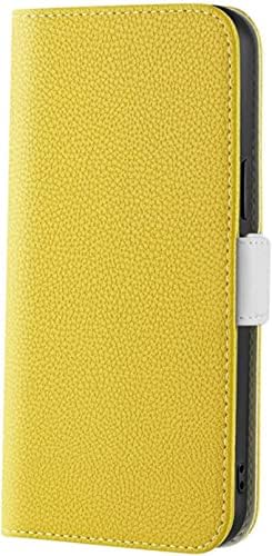Чанта-портфейл DAIKMZ за iPhone 14/14 Plus/14 Pro/ 14 Pro Max, Панти Магнитен калъф За телефон с дизайн Личи, устойчив на удари, надраскване Кожен калъф-книжка с футляром за карти /притежател (Цвят: жълт размер: 14