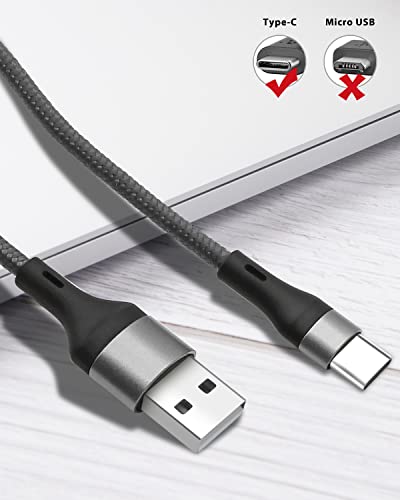 Кабел USB Type C, за бързо зареждане 3A [2 опаковки с дължина 3,3 фута], сплетен кабел за зареждане от USB-А до USB-C е съвместим с Samsung Galaxy A10e A20 A20E A51, S20 S9 S10 S8 Plus S10E, Note 20 10 9 8, Moto G7