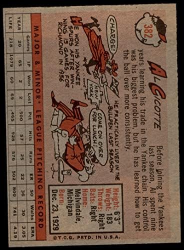 1958 Topps 382 Ал Сикотт Ню Йорк Янкис (Бейзболна картичка), БИВШ Янкис
