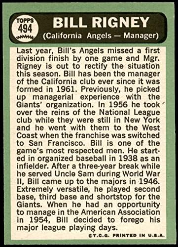 1967 Topps 494 Бил Ригни Ангелите Лос Анджелис (Бейзболна картичка) БИВШИ Ангели