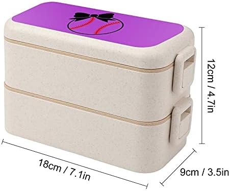 Кутия за обяд Softball Bow Bento с 2 Отделения и Контейнери За Съхранение на Храни С Лъжица И Вилица