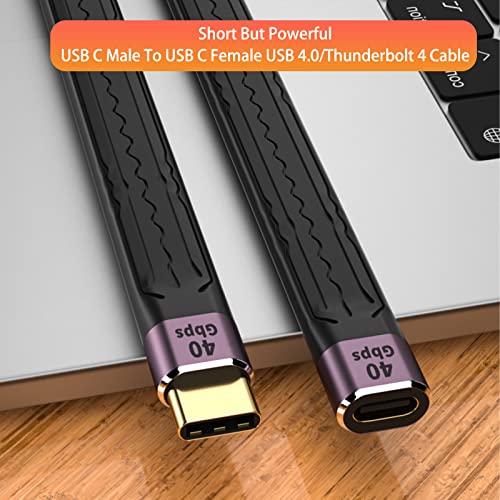 Кабел YoungSelly USB C Female-C USB Male кабел USB4/Thunderbolt 4 мощност 100 W, синхронизация на данни 40 Gbit/s, Кратък USB кабел C Поддържа дисплей 8K