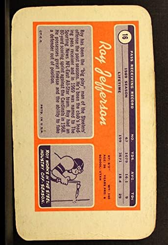 1970 Топпс 16 Рой Джеферсън Питсбърг Стийлърс (Футболна карта) VG/БИВШ Стийлърс Юта