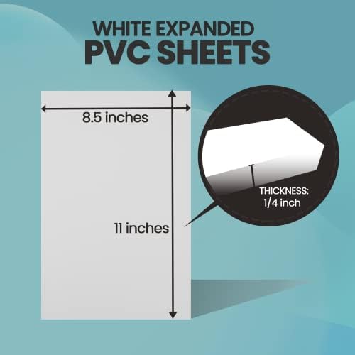 (6 опаковки) Листове, разпенено PVC Calvana (бели) - Пластмасова дъска с размери 8,5 x 11 x 1/4 инча - Дъска за печат на постери и diy - Гъвкава, здрава и водоустойчива - Подходяща за използване на открито