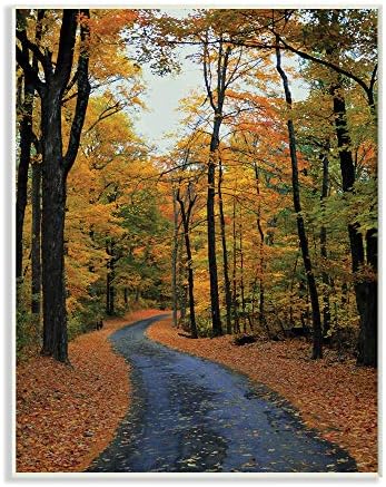 Стенни табели със снимка на Есенния автомобилен Горски пейзаж Stupell Industries, 13 x 19, Дизайн на художника Джоузеф Елиът