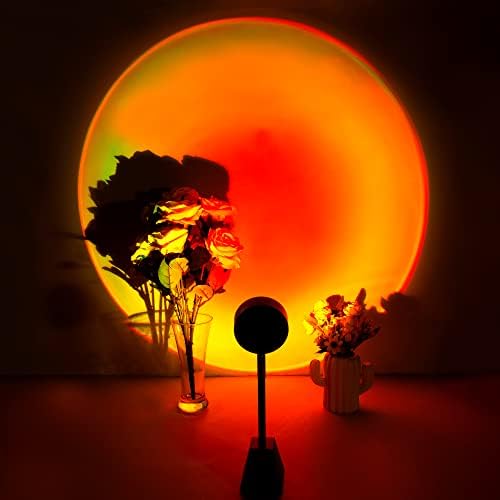 Лампа Dispenova Sunset - 16-цветен RGB-лампа с 5-футовым кабел USB-C и дистанционно управление в комплекта - Естетичен проектор нощно осветление с устойчива, напълно регулируема стойка за осветление - Golden Hour Vibe