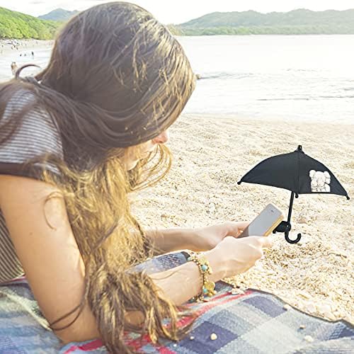 Хубава Държач за мобилен телефон с чадър от слънцето - Творчески Настолна стойка за телефона - Козирка за мобилен телефон на открито, Здрав притежателя на присоске за мобилни телефони (черен)
