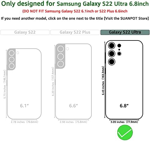 SUANPOT за Samsung Galaxy S22 Ultra с RFID заключване, Кожен Калъф-портфейл, Притежател на кредитна карта, калъф-книжка с панти капак, устойчив на удари калъф за Samsung S22 Ultra за Носене в чантата си, Червено Вино