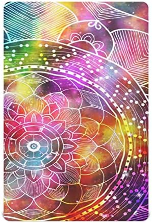 ALAZA Цветни Чаршафи за легла с изображение на Галактиката Мандала, Чаршаф за Люлка за Момчета и Момиченца, Стандартен Размер 52x28 инча