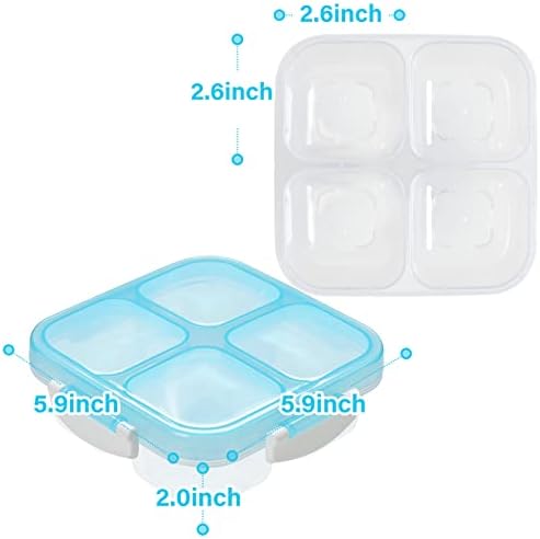 EONJOE 1 опаковане, контейнери за закуски с 4 отделения, обяд-бокс за деца и възрастни, ученически пособия, контейнер за съхранение на храна bento - разделени -с капак -за многократна употреба