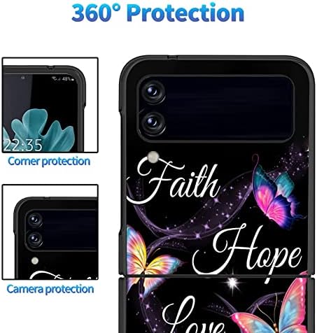 Калъф за Samsung Galaxy Z Flip 4 5G, Калъф Galaxy Z Flip 4, Твърд калъф за PC, Защитени От удари, Сгъваема, Здрав, Устойчив на надраскване Калъф за Samsung Z Flip 4 5G 2022, Розово-Лилавата пеперуда