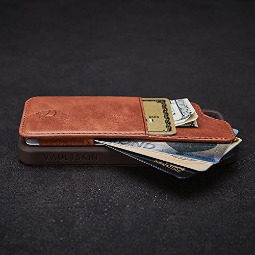 Калъф Vaultskin за iPhone SE () / 5S Walle Case, Чантата Eton Armour за iPhone SE / 5S Case Тънък минималистичен калъф от естествена кожа - побира до 8 картички /Висококачествена зернистая кожа (Ракия, )
