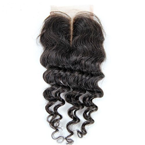 DaJun Hair 4 * 4 Лейси Закопчалката 10 Средната Част от Избелени Възли Малайзийские Девствени Коси Дълбока Вълна от Естествен Цвят, марка: DaJun