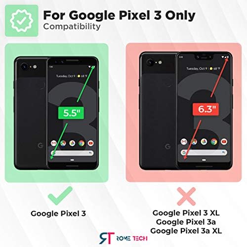 Калъф за телефон Rome Tech с клипс за колан за Pixel 3 2018 [НЕ за 3a] - Тънка Комбинирана кобур за тежки условия на работа - Здрав калъф за телефон със стойка, съвместима с Google Pixel 3 - Черен